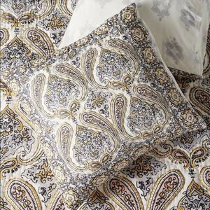 Anthropologie Euro Sham ivory Gray Maize Quilted
